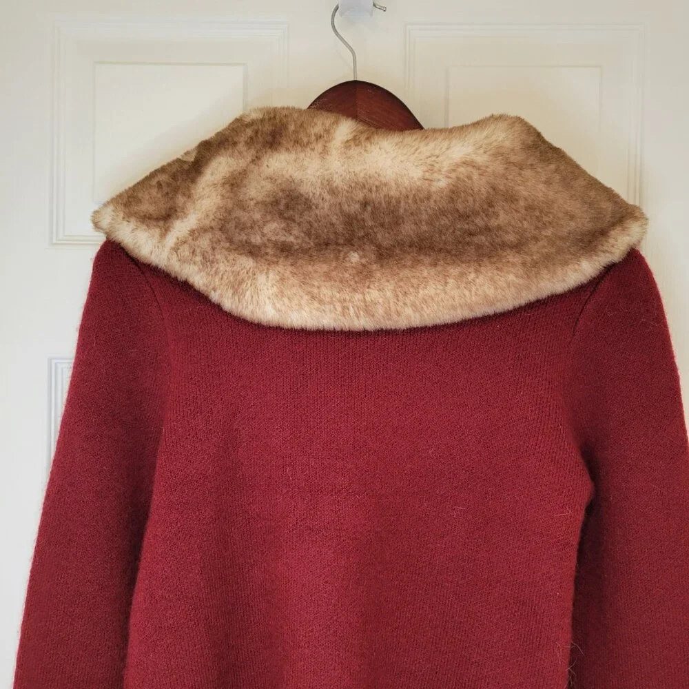 ELLEN TRACY Faux Fur Collar Cardigan NWT - Picture 10 of 10